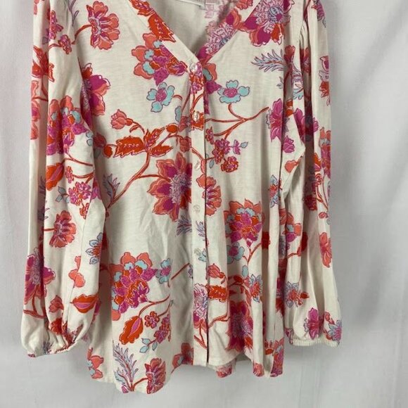 Belle By Kim Gravel Floral Print Long sleeve Blouse Women 1X. - Picture 5 of 13